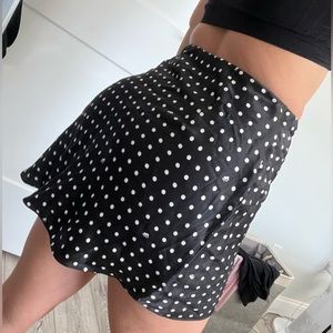 Polka Dot Mini Skirt - Black and White